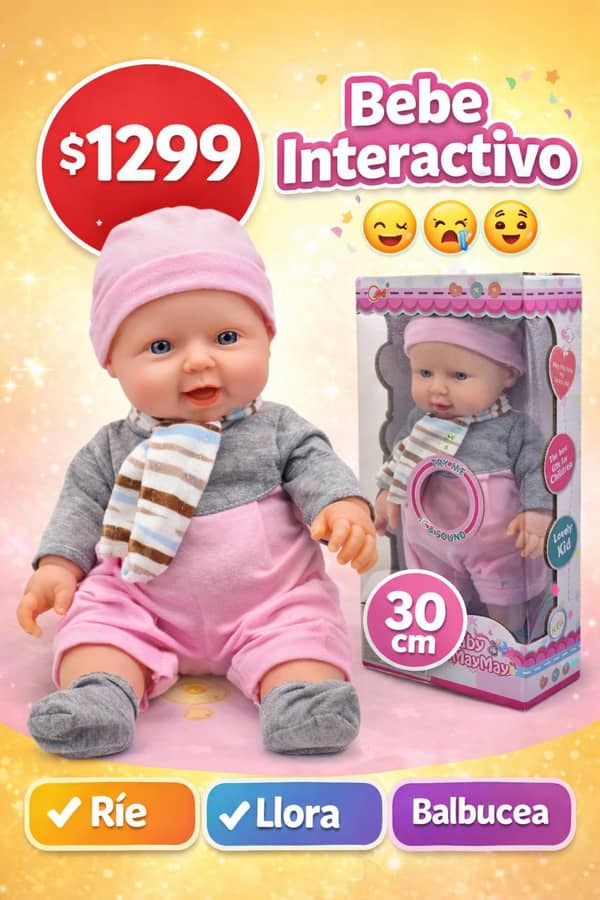 Bebote Con sonidos ríe, llora, habla, balucea.30 cm 